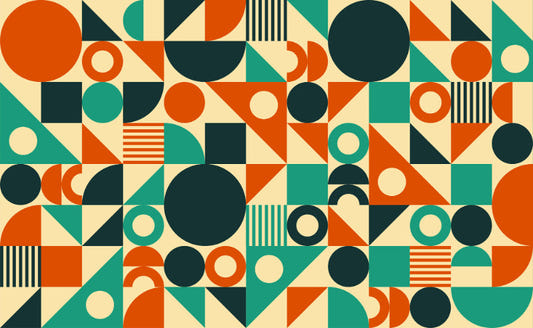 Mid Century Orange Green Murals Wallpaper
