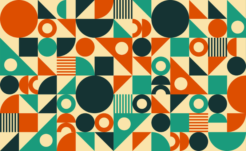 Mid Century Orange Green Murals Wallpaper