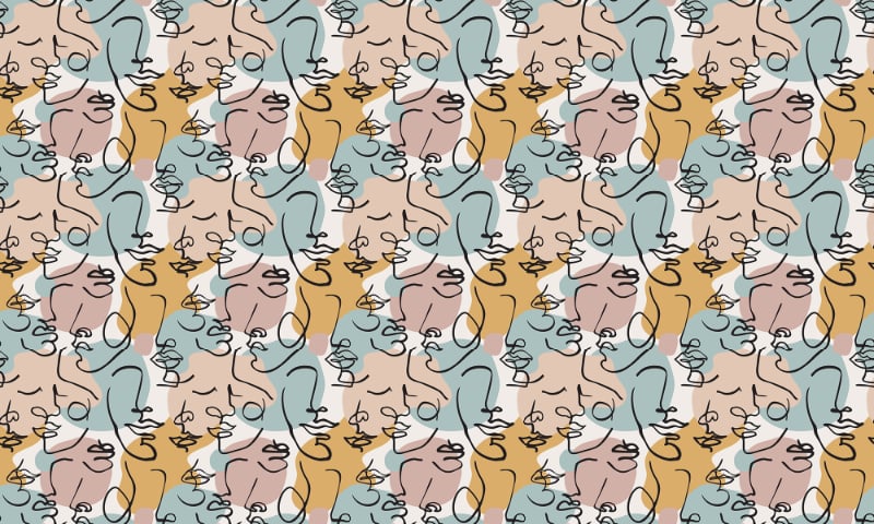 Modern Human Face Line Art Wallpaper