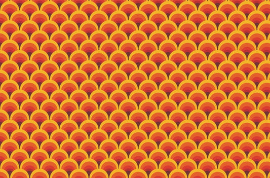 Orange Ocean Wave Geometric Wallpaper