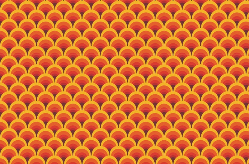 Orange Ocean Wave Geometric Wallpaper
