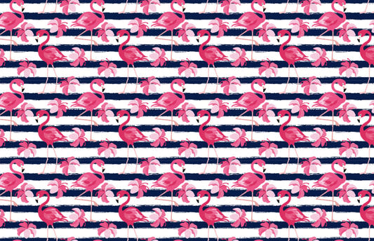 Pink Flamingo and Flower Wallpaper