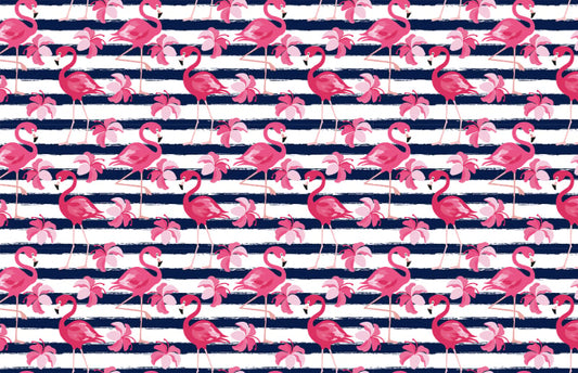Pink Flamingo and Flower Wallpaper