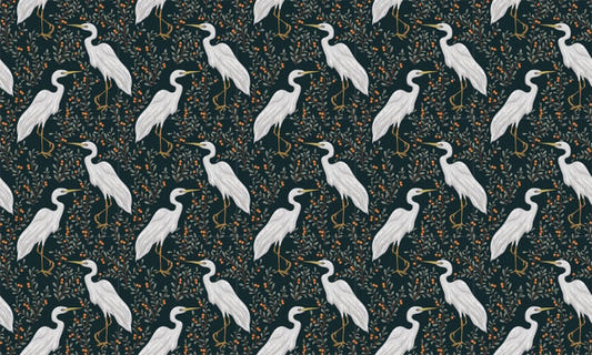 White Heron Cranberry Plant Dark Wallpaper