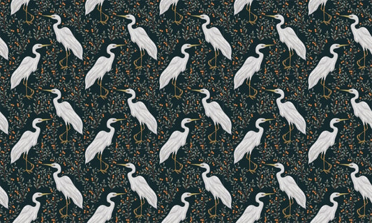 White Heron Cranberry Plant Dark Wallpaper