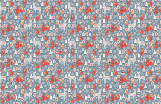 Forest Animal Winter Repeat Pattern Wallpaper |