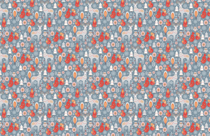 Forest Animal Winter Repeat Pattern Wallpaper |