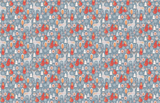 Forest Animal Winter Repeat Pattern Wallpaper |