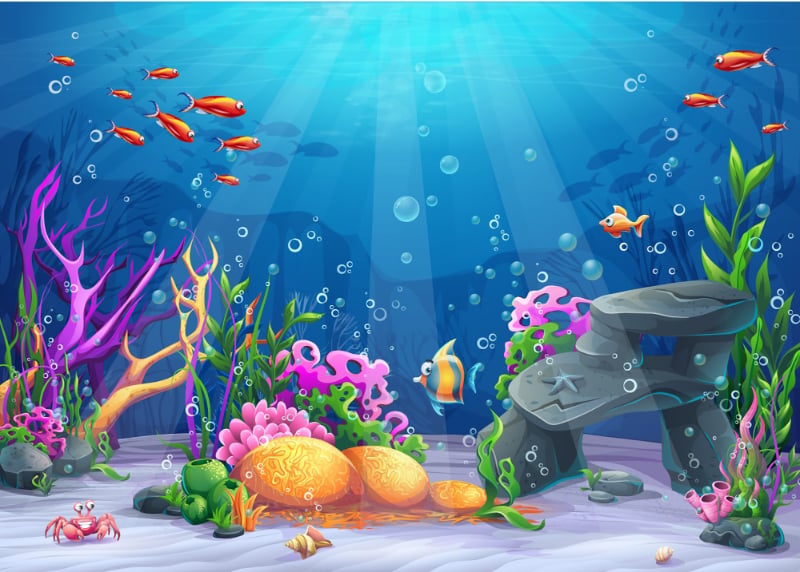 Ocean of Cuteness Cartoon Fish Wallpaper