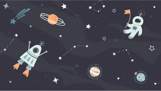 Cartoon Hand Draw Planet Rocket Wallpaper