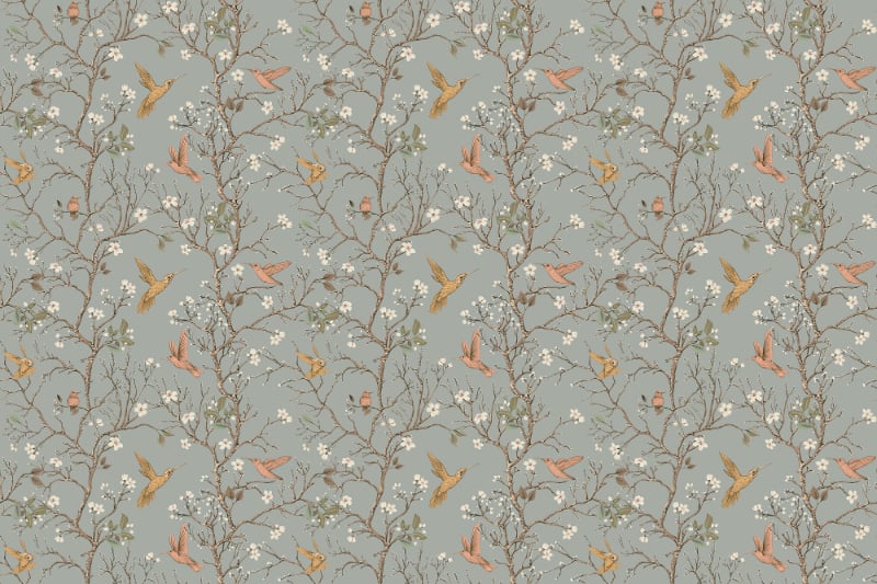 Flowers Bird Vintage Wallpaper for Walls