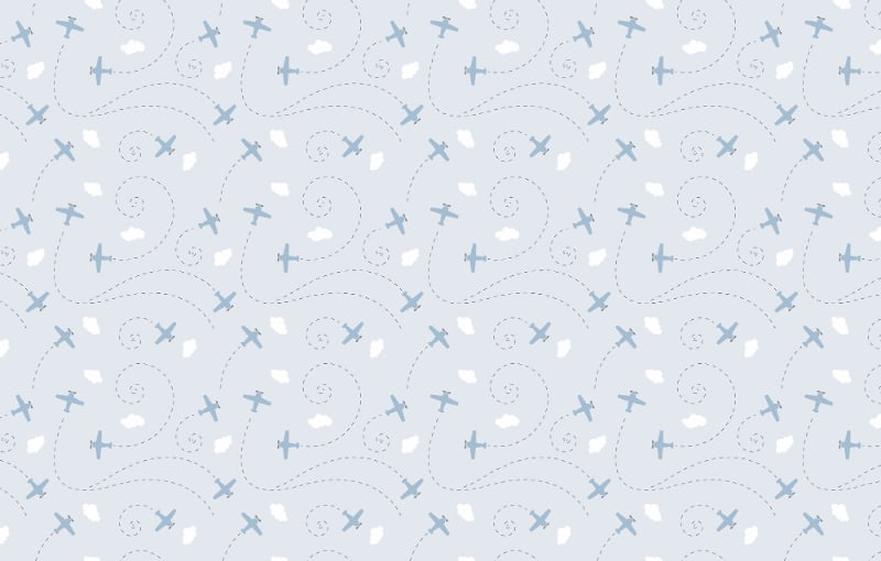 Blue Plane and Clouds Wallpaper in your room — zoomed