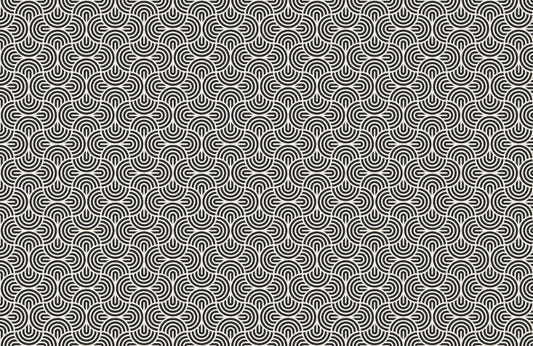 Black Art Deco Geometric Striped Wallpaper