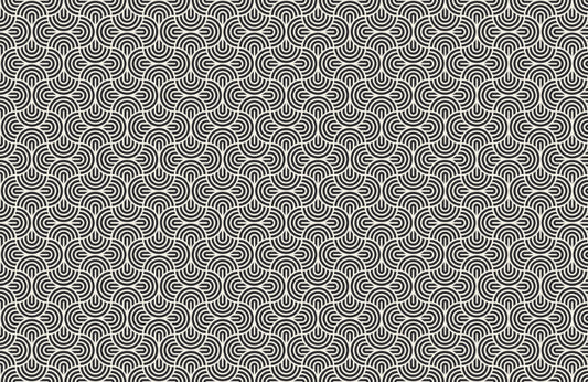 Black Art Deco Geometric Striped Wallpaper