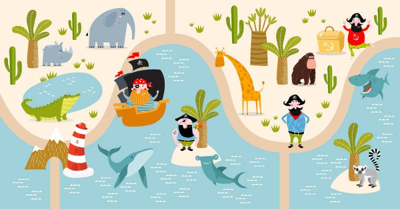 Jungle-inspired Maze Pirates Wallpaper for Kids