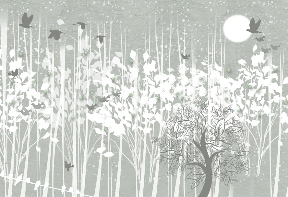 Winter Snow Forest Murals in your room — zoomed