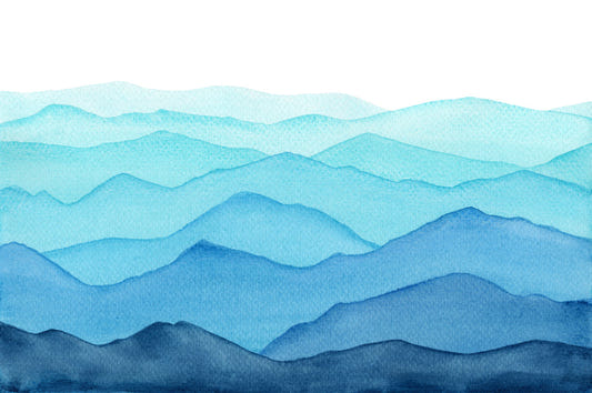Watercolour Waves Mountains Mural
