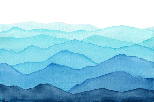 Watercolour Waves Mountains Mural