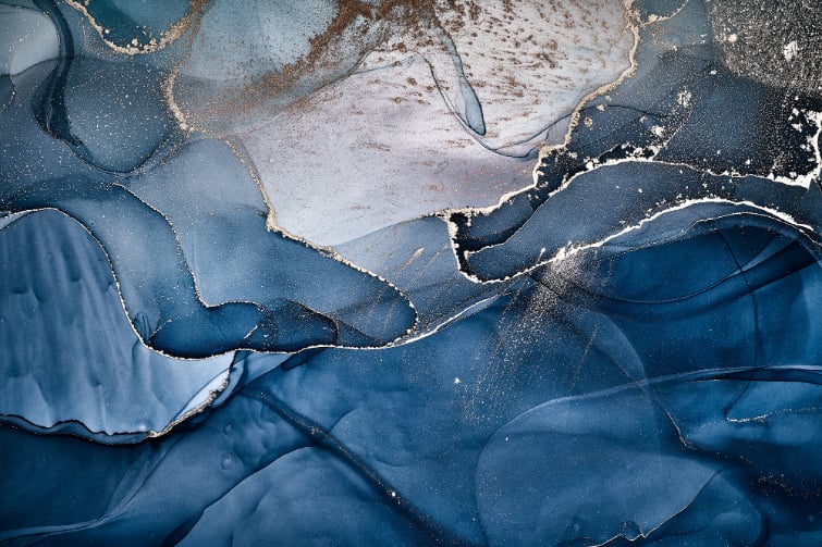 Blue Alcohol Marble Wallpaper in your room — zoomed