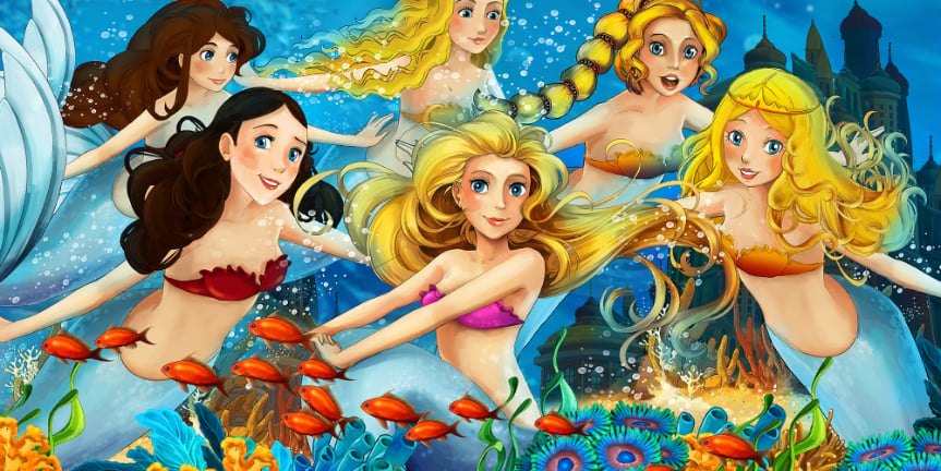 Underwater Mermaid with Fish Girls Room Wallpaper Murals