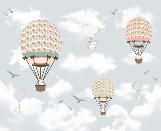 Animals on Balloons Wallpaper Murals