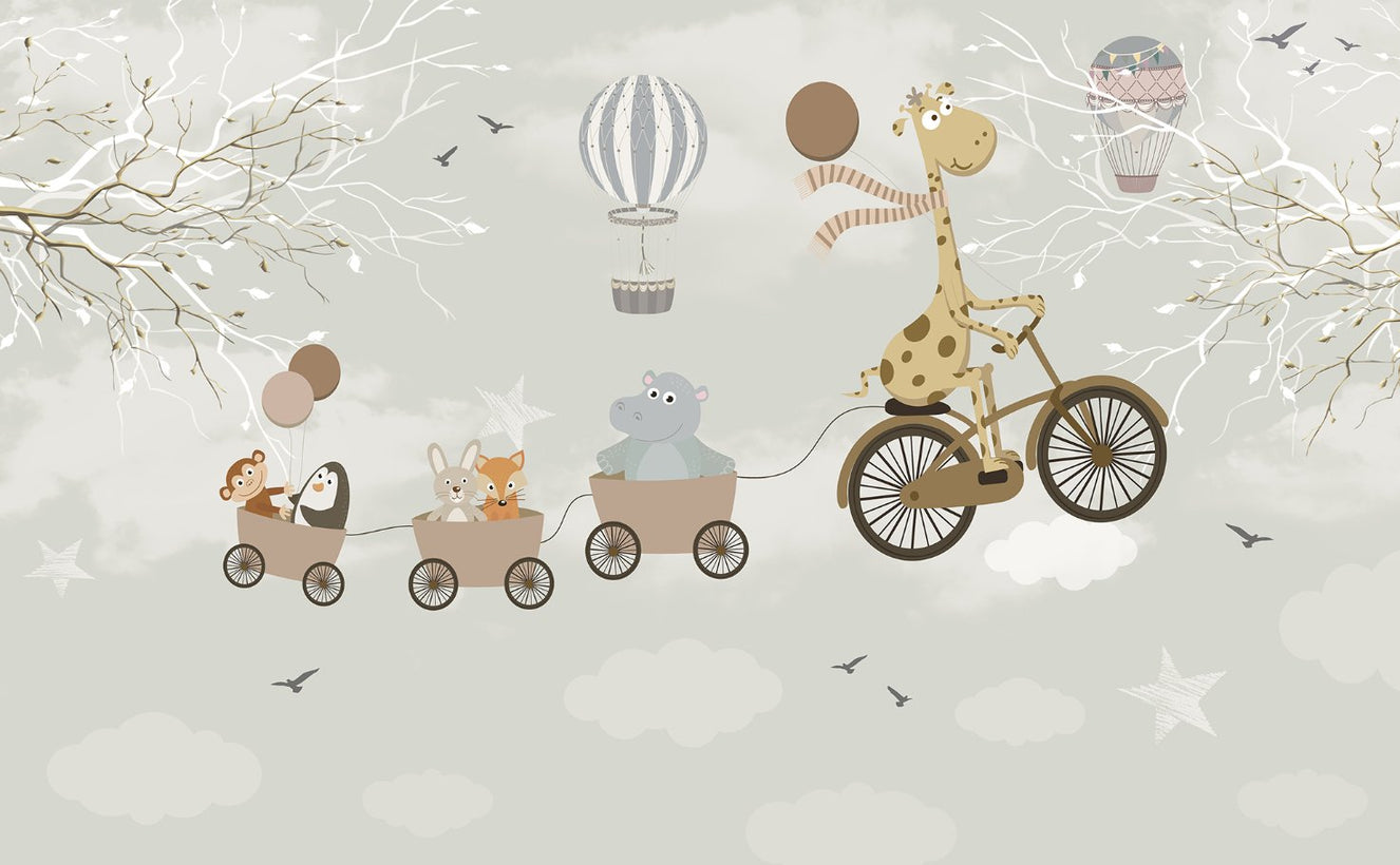 Animals Cycling Nursery Wallpaper Murals