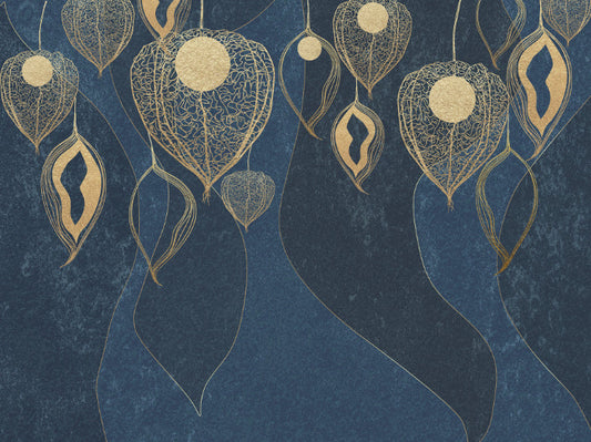 Dark Blue Abstract Leaves Wallpaper
