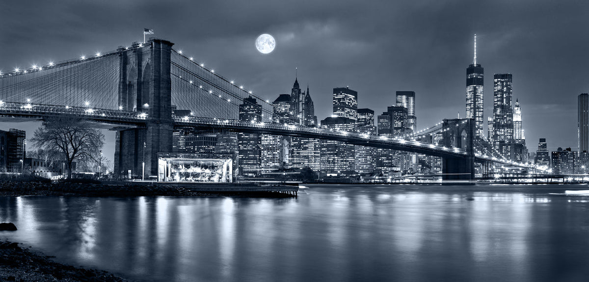 Night View New York City Peel And Stick Mural in your room — zoomed