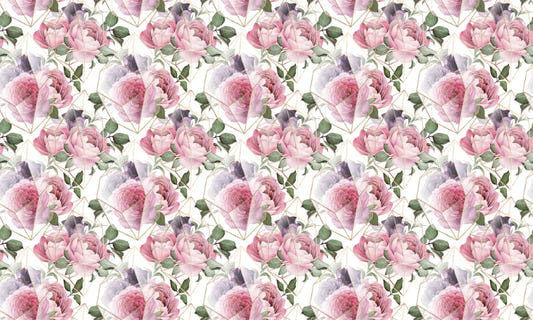 Pink Watercolor Flower Repeat Pattern Wallpaper For Walls