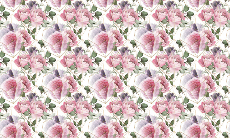 Pink Watercolor Flower Repeat Pattern Wallpaper For Walls
