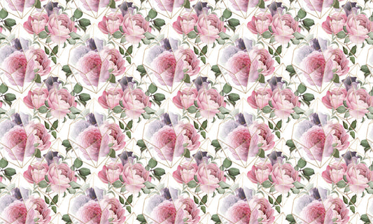 Pink Watercolor Flower Repeat Pattern Wallpaper For Walls