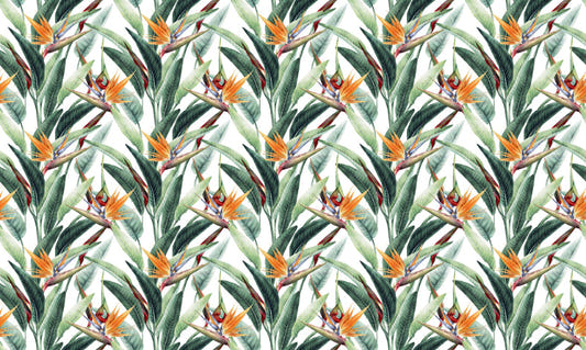 Watercolor Green Tropical Leaves Custom Made Wallpaper