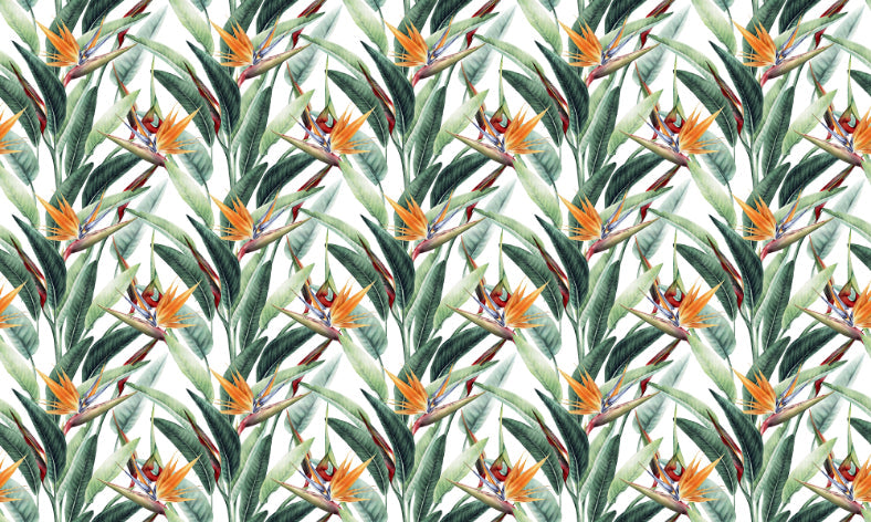 Watercolor Green Tropical Leaves Custom Made Wallpaper in your room — zoomed