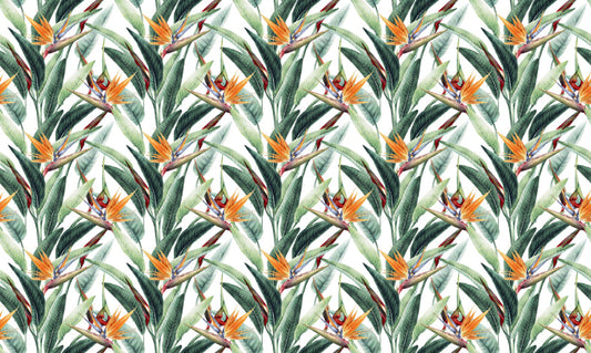 Watercolor Green Tropical Leaves Custom Made Wallpaper