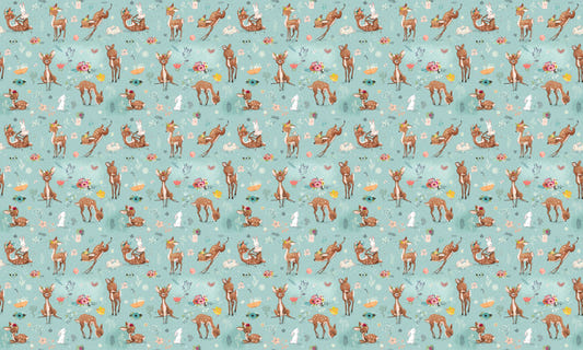 Little Deer and Hare Kids Room Wallpaper