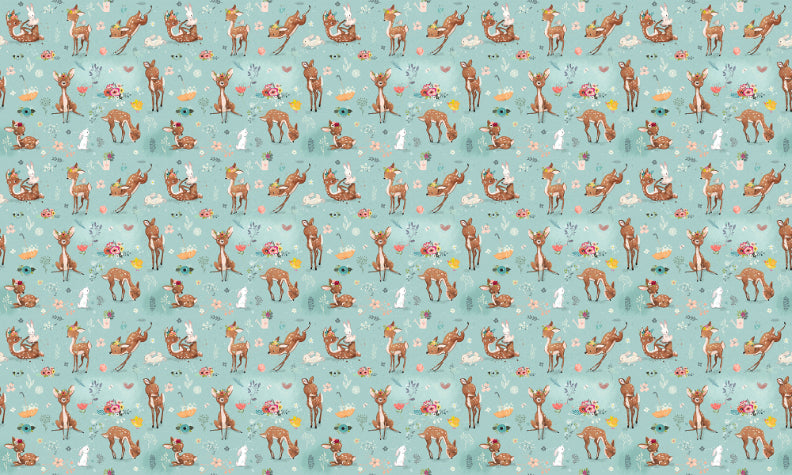 Little Deer and Hare Kids Room Wallpaper