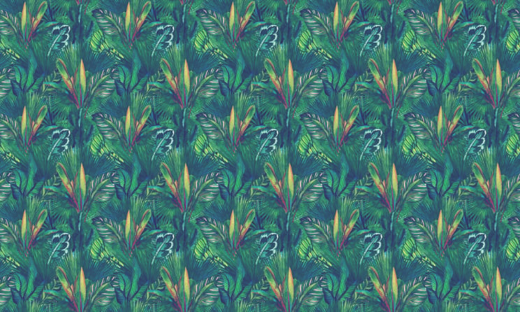 Watercolour Hand Drawn Tropical Leaves Wallpaper
