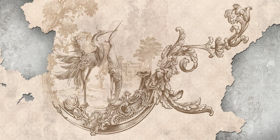 Beige Rococo Vintage Wallpaper Murals