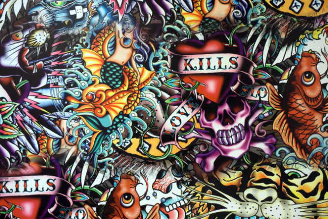 Vibrant Tattoo Style Graffiti Wall Mural