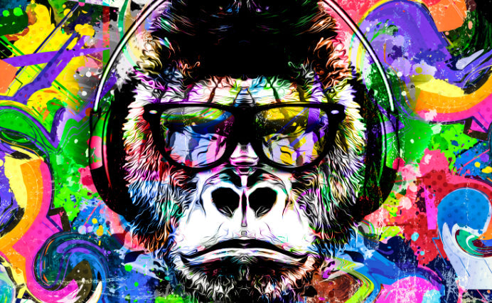 Colorful Monkey Graffiti Wallpaper Mural