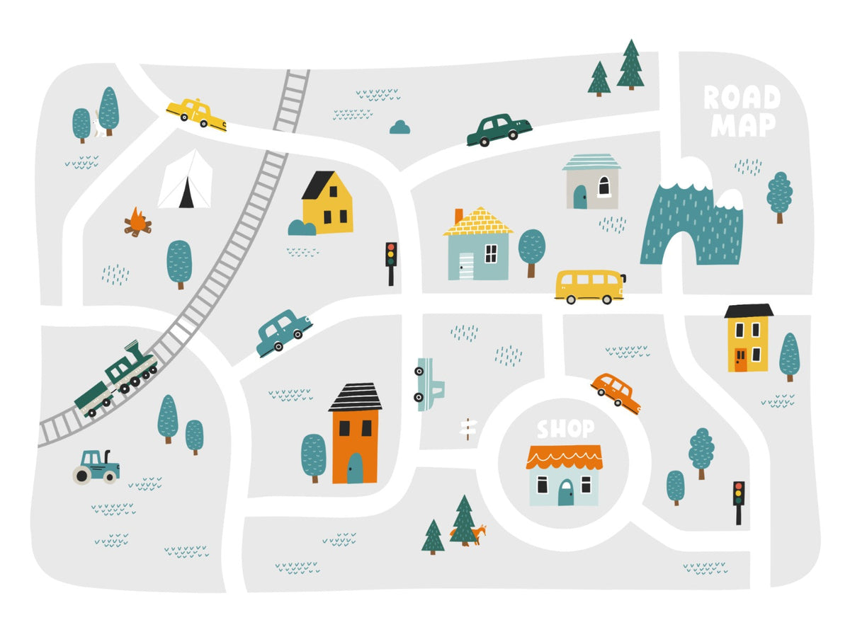 Town Map Wall Mural in your room — zoomed