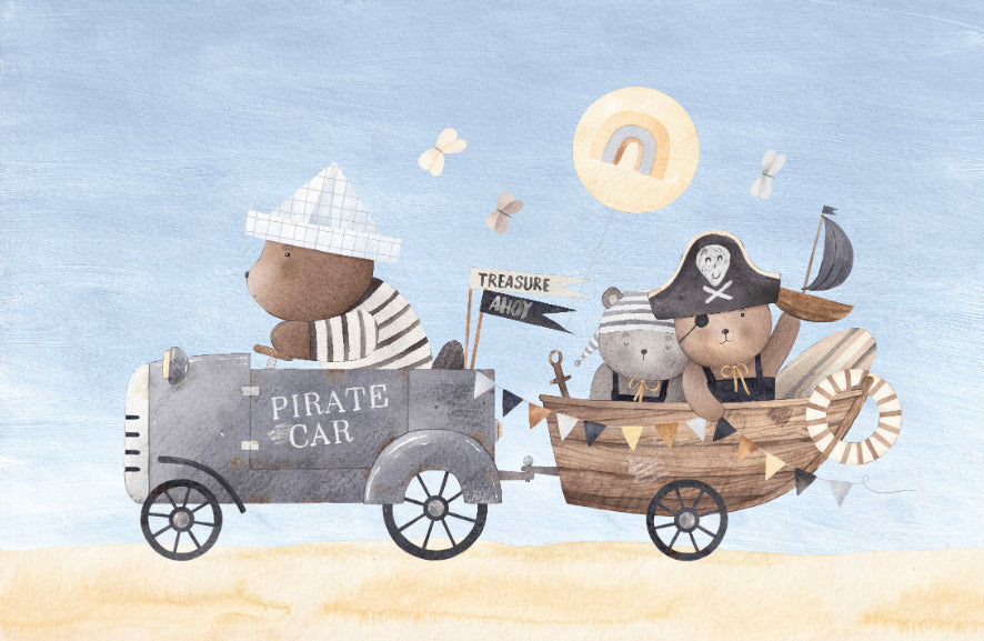 Pirate Bear Adventure Kids Room Wall Mural