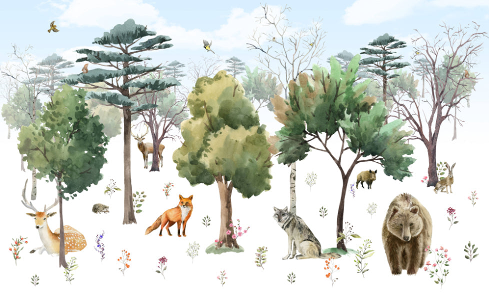 Enchanted Forest Animals Kids Wall Mural