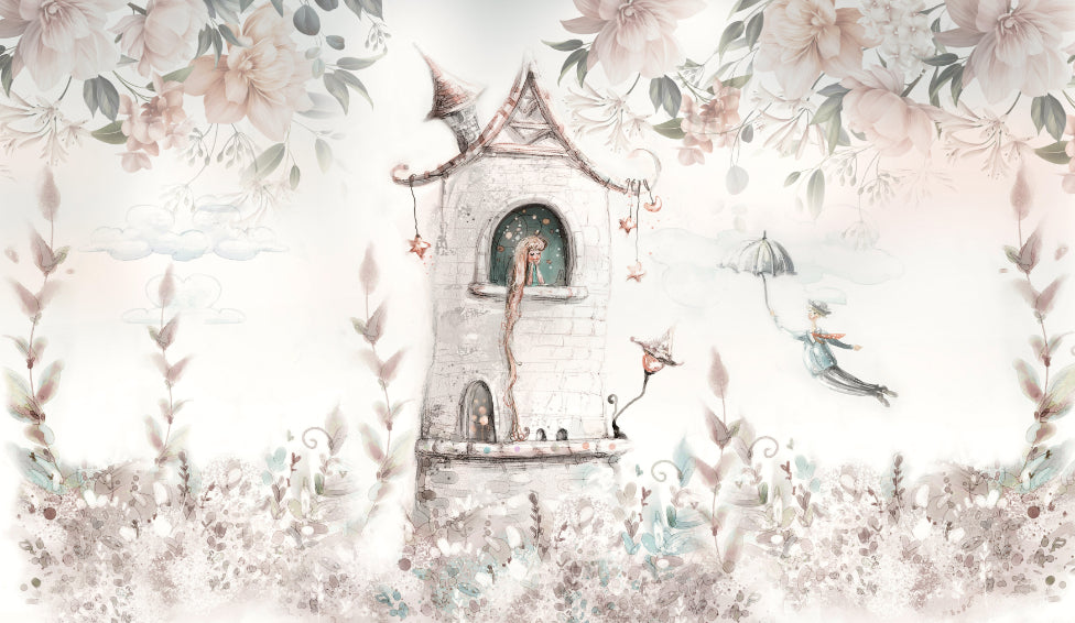 Princess Tower Floral Wallpaper Mural