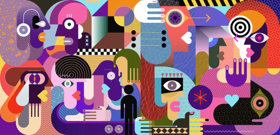 Modern Abstract People Collage Wall Mural