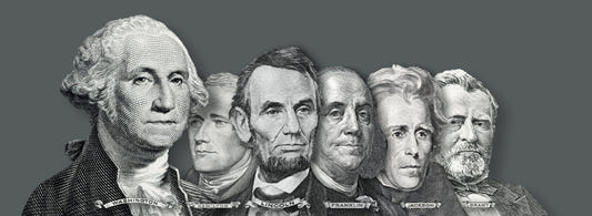 US Presidential Portraits Currency Wall Mural
