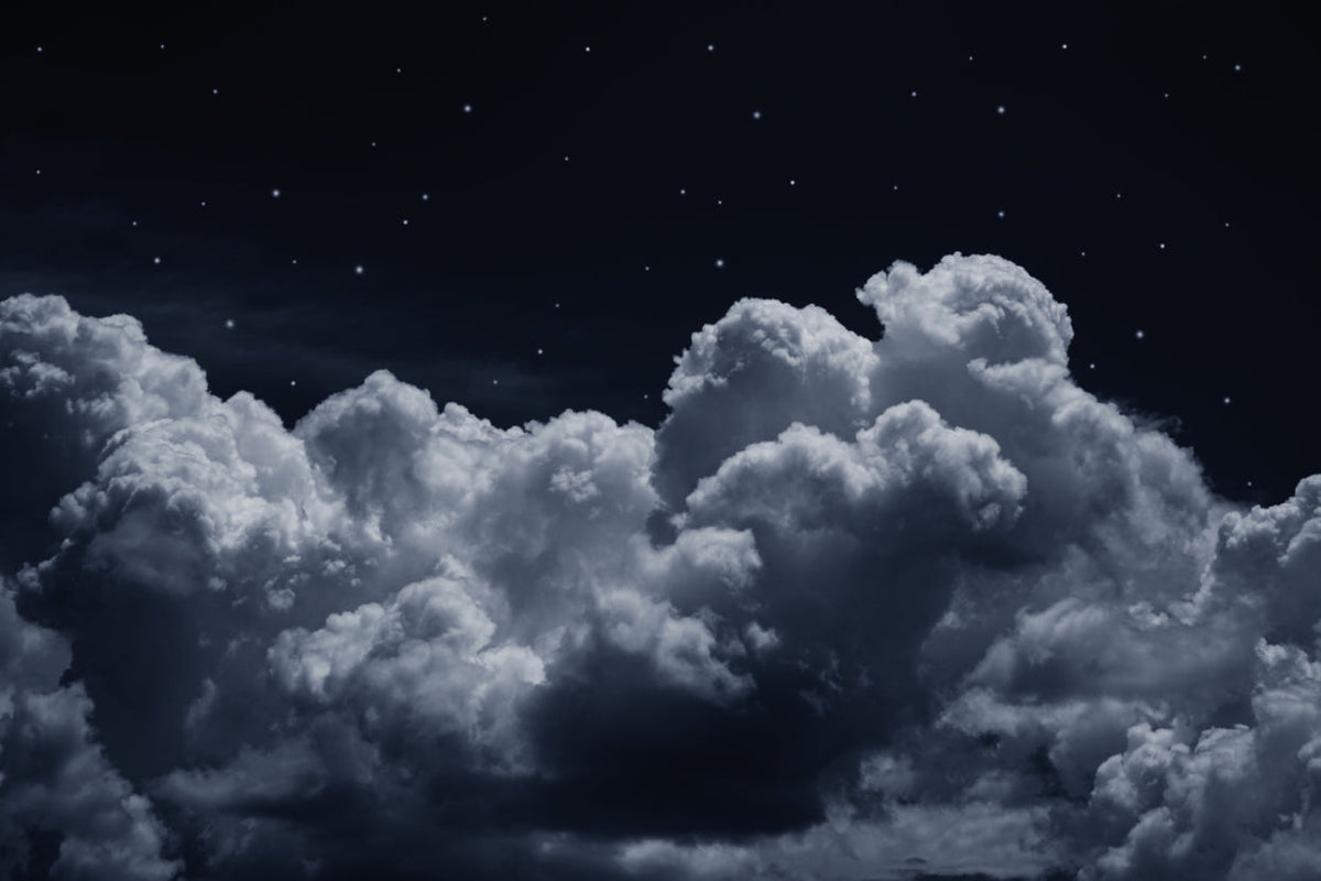 Starry Night Sky Clouds Wall Mural in your room — zoomed