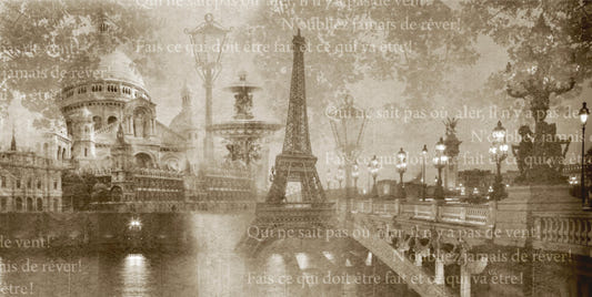 Vintage Paris Landmarks Collage Wall Mural