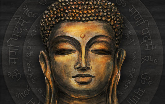 Golden Buddha Script Halo Wall Mural