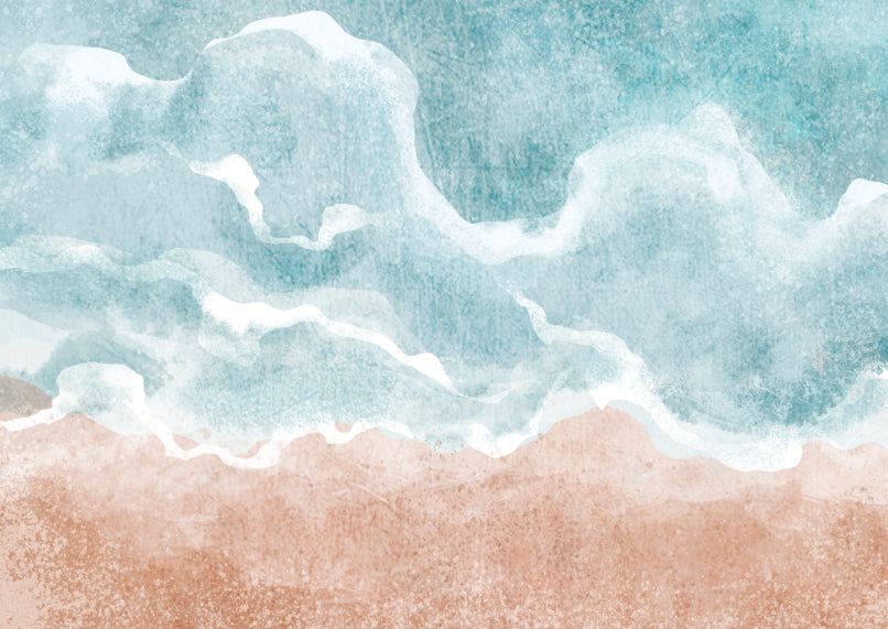Boho Sea Waves Beach Wallpaper Mural in your room — zoomed